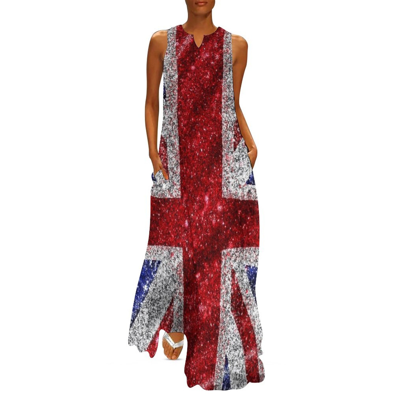 Summer Clothing Women Uk - Vestido largo con lentejuelas de imitación