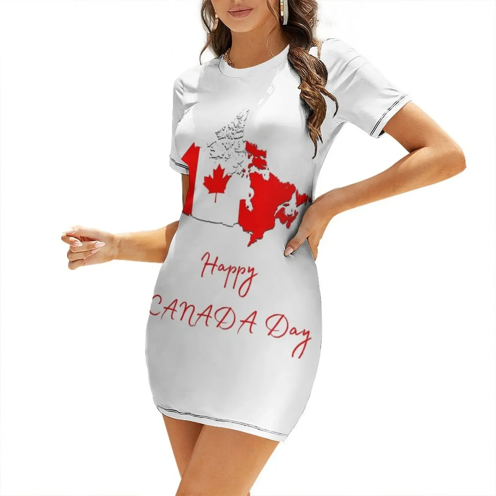 Summer Clothing Women Canada - Vestido de manga corta para el