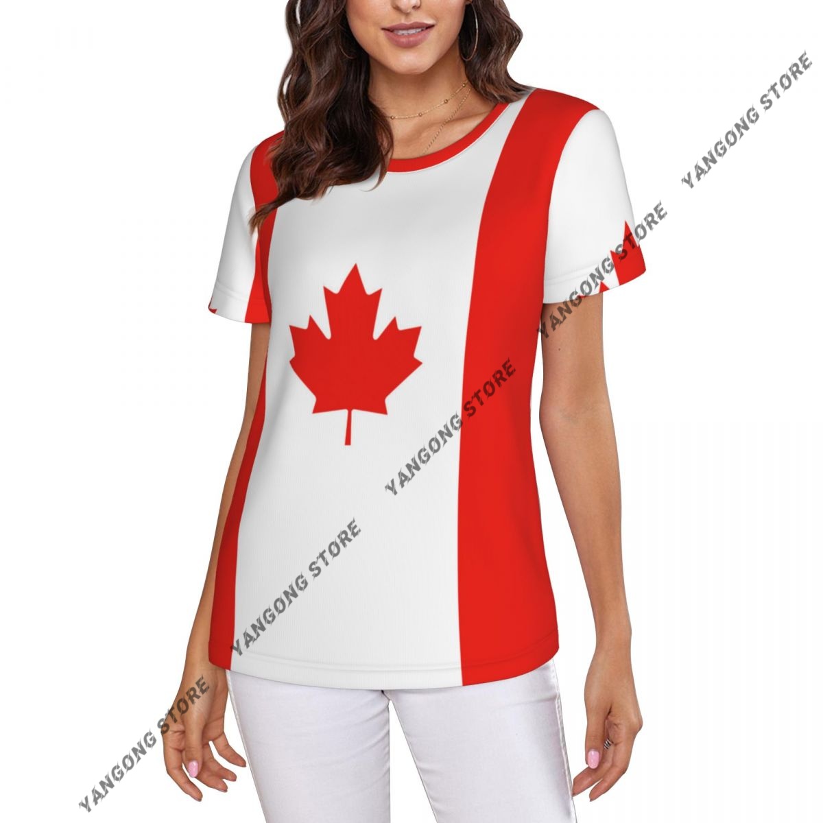 Summer Clothing Women Canada - Camiseta de mujer con bandera canadiense