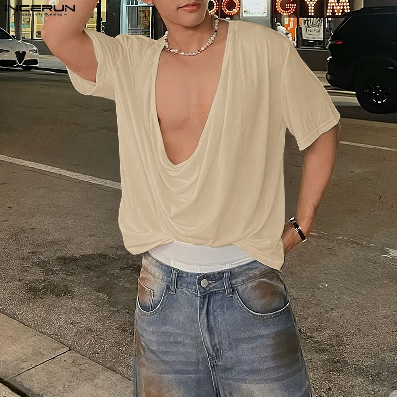 Summer Clothing Colors 2026 - Camiseta INCERUN para Hombre, Color Sólido,