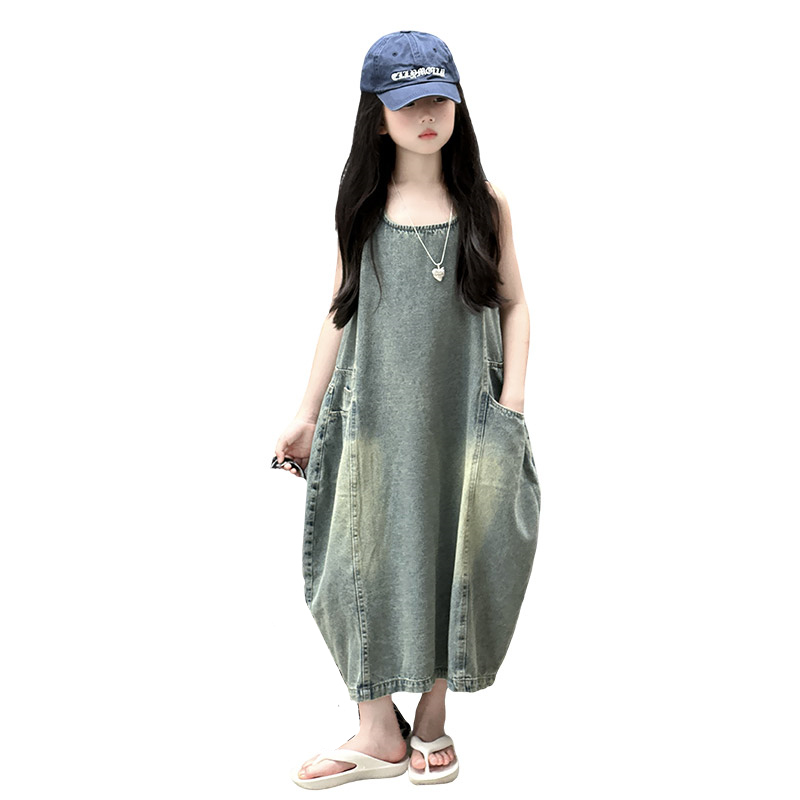 Quality Summer Clothing - Vintage azul niños niñas alta calidad