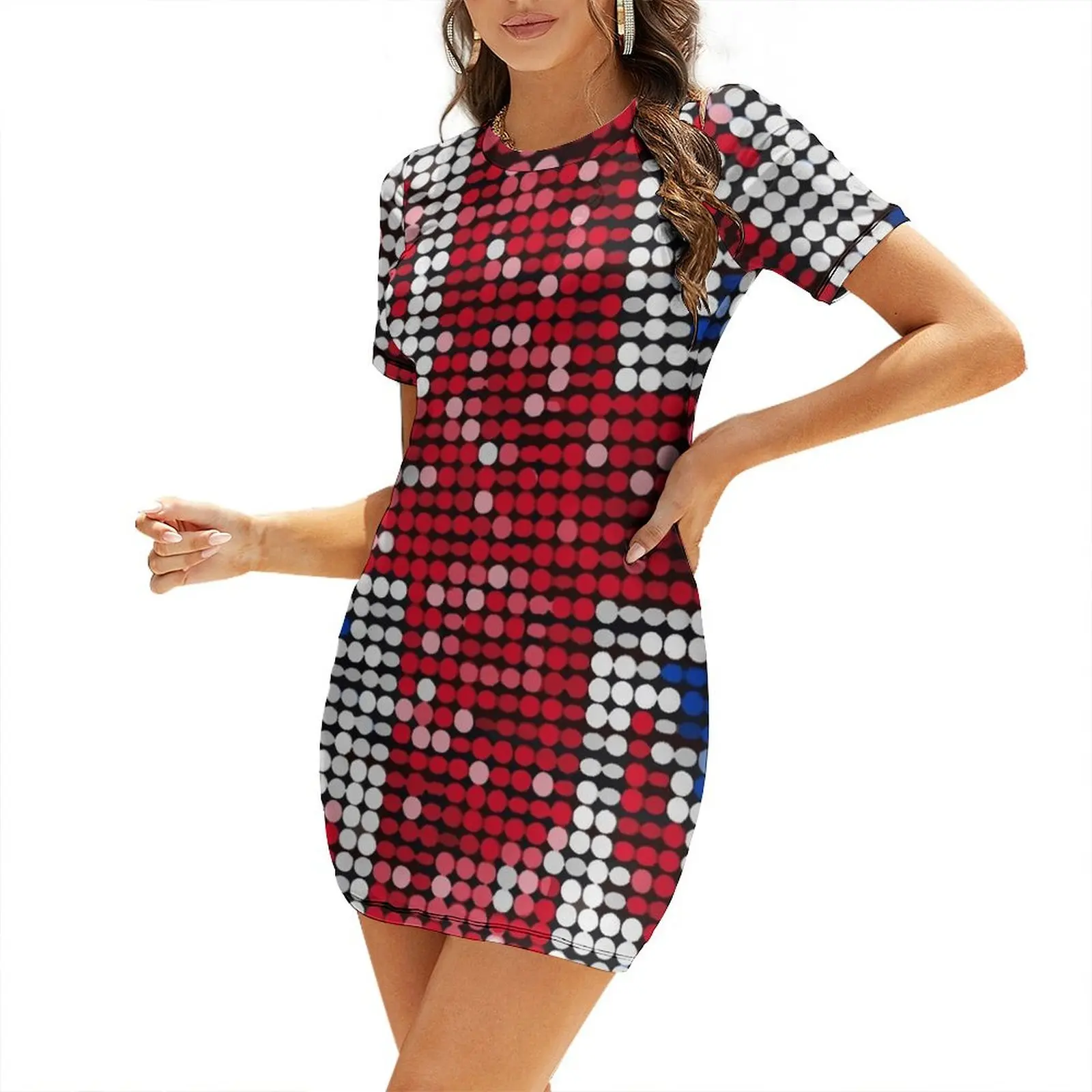 Summer Clothing Women Uk - Vestido de manga corta con lentejuelas