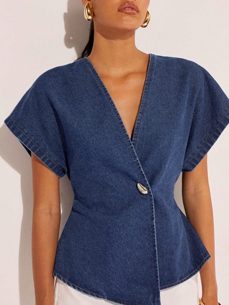 Blusa de mezclilla azul oscuro - Summer Clothing Wraps reseña y precio