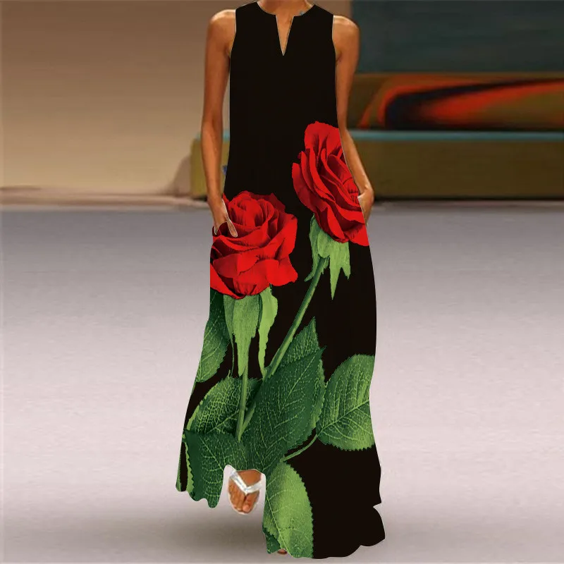 Vestido largo con estampado de - Summer Rose Clothing reseña y precio